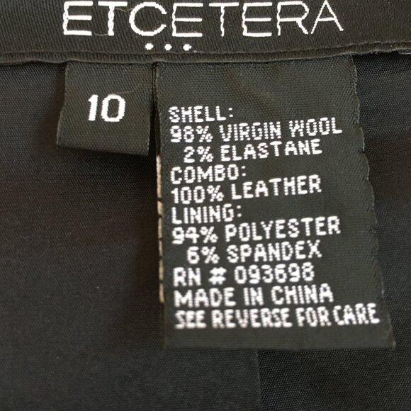 90s Vintage Virgin Wool + Patent Leather Cropped Black Blazer Jacket - Picture 10 of 15